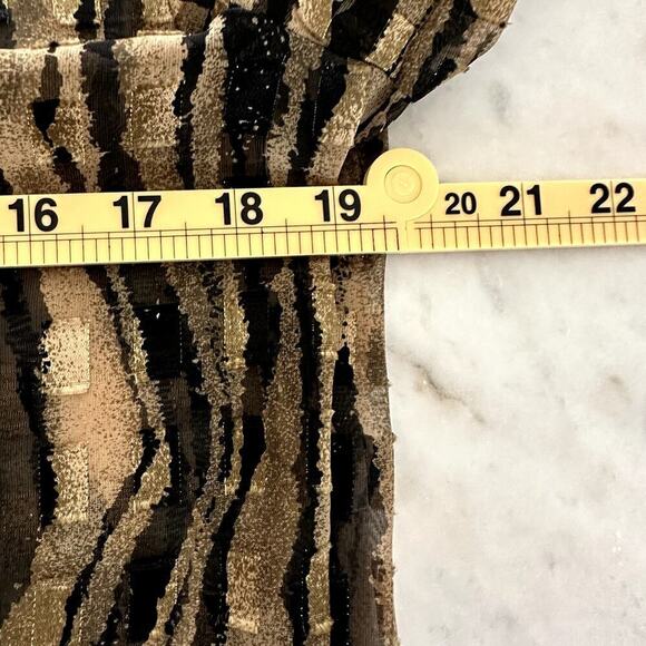 Notations Gold Black Zebra Sheer Blouse S Button Up Y2K Retro Statement - Picture 6 of 7